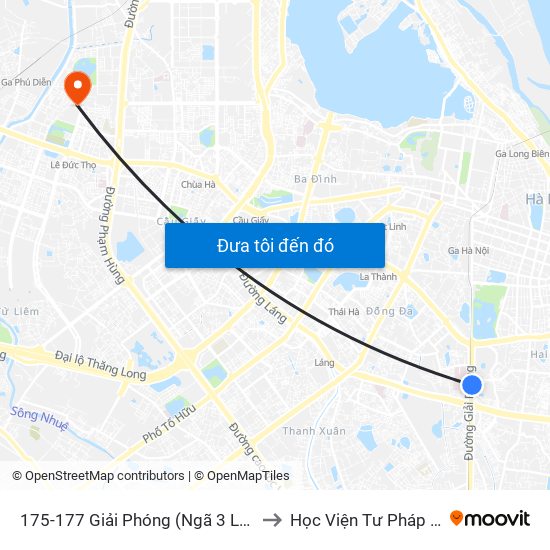 175-177 Giải Phóng (Ngã 3 Lê Thanh Nghị) to Học Viện Tư Pháp Việt Nam map