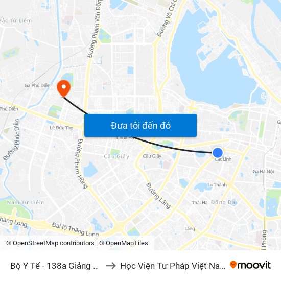 Bộ Y Tế - 138a Giảng Võ to Học Viện Tư Pháp Việt Nam map