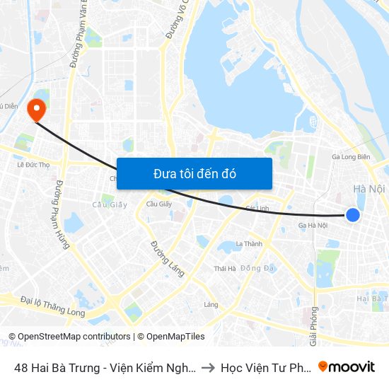 48 Hai Bà Trưng - Viện Kiểm Nghiệm Thuốc Trung Ương to Học Viện Tư Pháp Việt Nam map