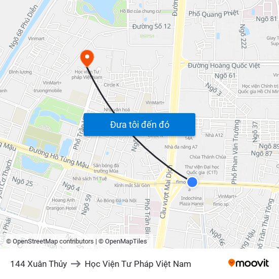 144 Xuân Thủy to Học Viện Tư Pháp Việt Nam map