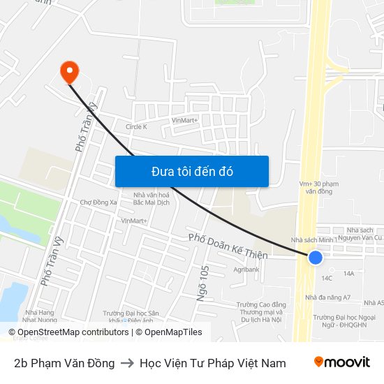2b Phạm Văn Đồng to Học Viện Tư Pháp Việt Nam map
