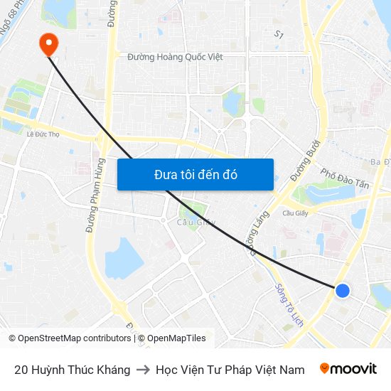 20 Huỳnh Thúc Kháng to Học Viện Tư Pháp Việt Nam map