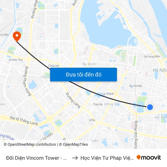 Đối Diện Vincom Tower - Bà Triệu to Học Viện Tư Pháp Việt Nam map