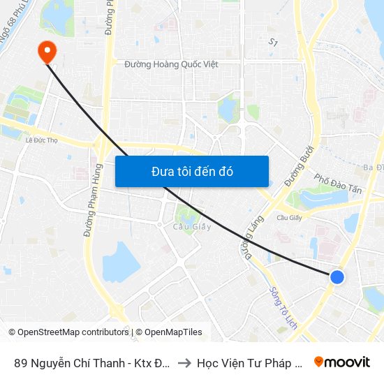 89 Nguyễn Chí Thanh - Ktx Đại Học Luật to Học Viện Tư Pháp Việt Nam map