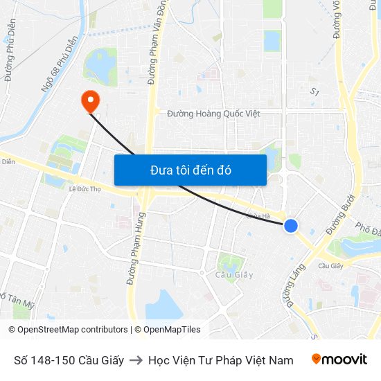 Số 148-150 Cầu Giấy to Học Viện Tư Pháp Việt Nam map