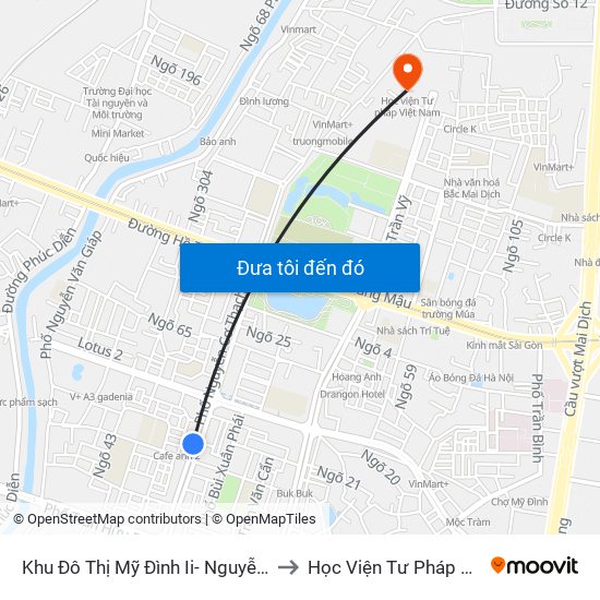 Khu Đô Thị Mỹ Đình Ii- Nguyễn Cơ Thạch to Học Viện Tư Pháp Việt Nam map