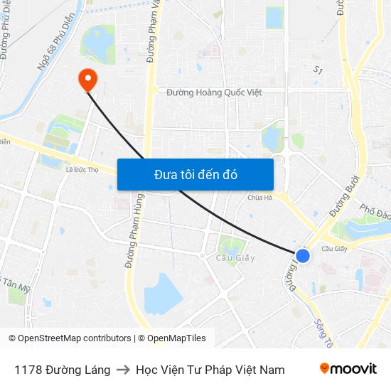 1178 Đường Láng to Học Viện Tư Pháp Việt Nam map