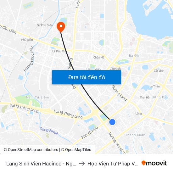 Làng Sinh Viên Hacinco - Nguyễn Tuân to Học Viện Tư Pháp Việt Nam map