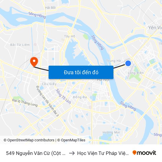 549 Nguyễn Văn Cừ (Cột Trước) to Học Viện Tư Pháp Việt Nam map