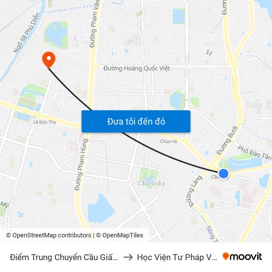 Điểm Trung Chuyển Cầu Giấy - Gtvt 02 to Học Viện Tư Pháp Việt Nam map