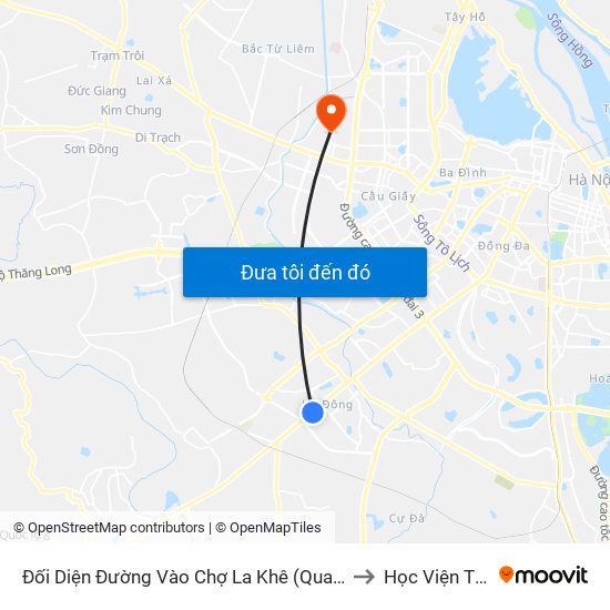 Đối Diện Đường Vào Chợ La Khê (Qua Ga Metro La Khê) - 405 Quang Trung (Hà Đông) to Học Viện Tư Pháp Việt Nam map