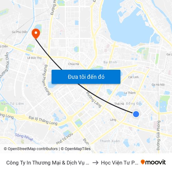 Công Ty In Thương Mại & Dịch Vụ Ngân Hàng - Số 10 Chùa Bộc to Học Viện Tư Pháp Việt Nam map