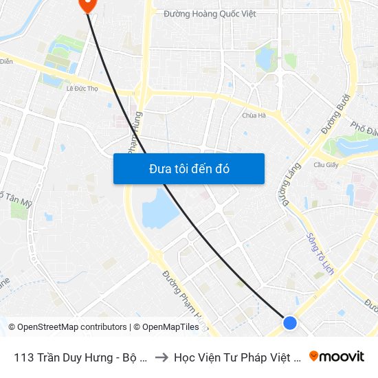 113 Trần Duy Hưng - Bộ Khcn to Học Viện Tư Pháp Việt Nam map