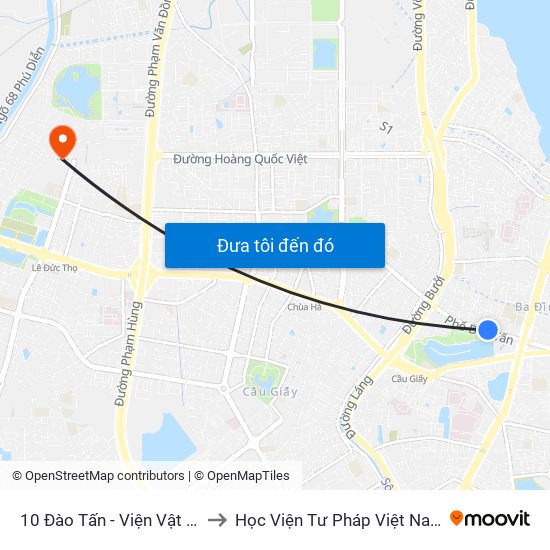 10 Đào Tấn - Viện Vật Lý to Học Viện Tư Pháp Việt Nam map