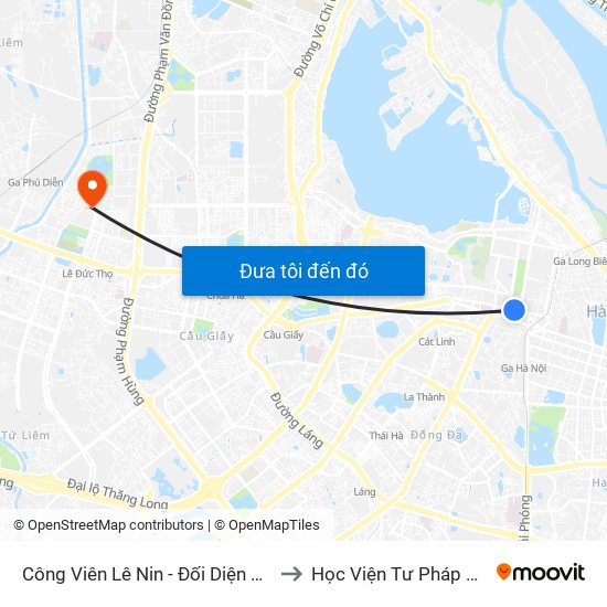 Công Viên Lê Nin - Đối Diện 35 Trần Phú to Học Viện Tư Pháp Việt Nam map