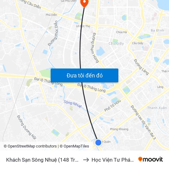 Khách Sạn Sông Nhuệ (148 Trần Phú- Hà Đông) to Học Viện Tư Pháp Việt Nam map