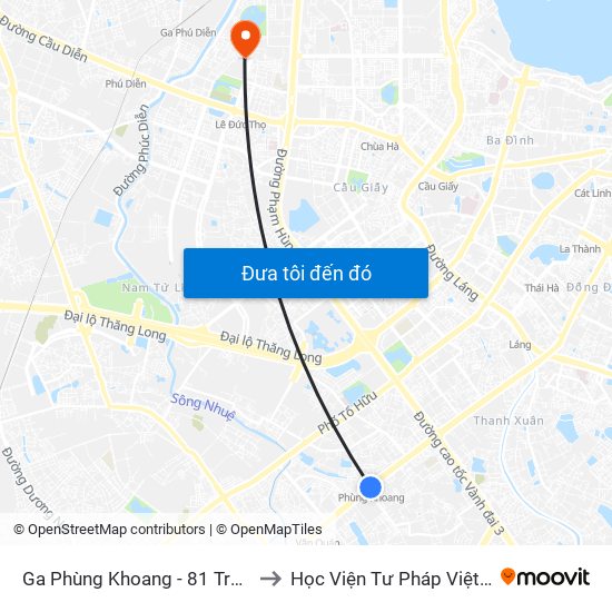 Ga Phùng Khoang - 81 Trần Phú to Học Viện Tư Pháp Việt Nam map