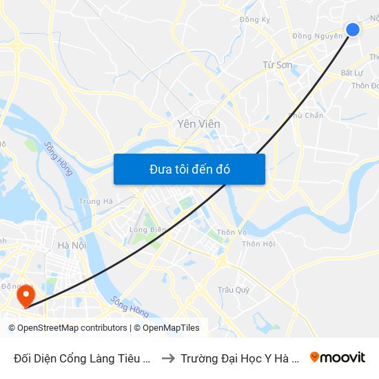 Đối Diện Cổng Làng Tiêu Sơn to Trường Đại Học Y Hà Nội map