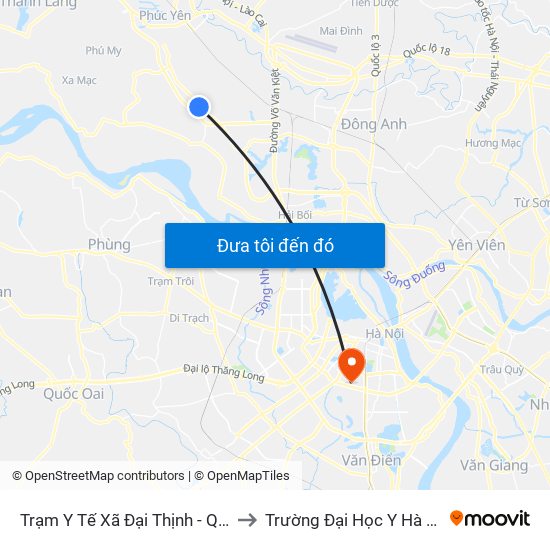 Trạm Y Tế Xã Đại Thịnh - Ql23 to Trường Đại Học Y Hà Nội map