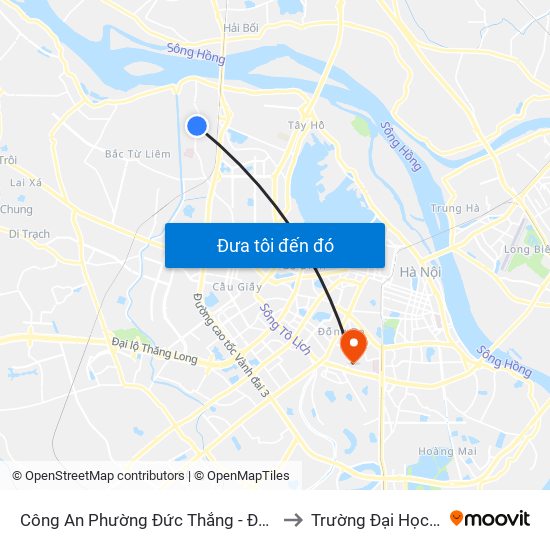 Công An Phường Đức Thắng - Đường Đông Ngạc to Trường Đại Học Y Hà Nội map