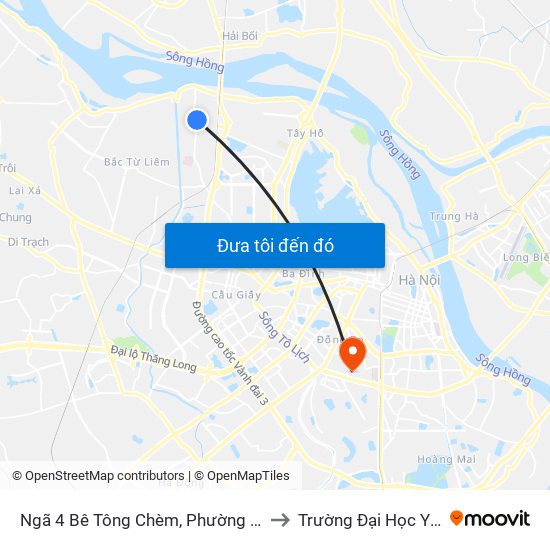 Ngã 4 Bê Tông Chèm, Phường Đông Ngạc to Trường Đại Học Y Hà Nội map