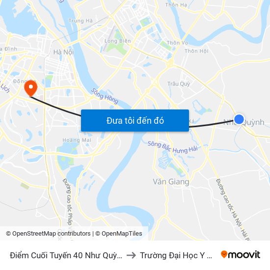 Điểm Cuối Tuyến 40 Như Quỳnh - Ql5 to Trường Đại Học Y Hà Nội map