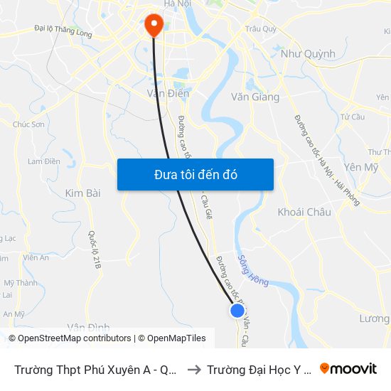 Trường Thpt Phú Xuyên A - Quốc Lộ 1a to Trường Đại Học Y Hà Nội map