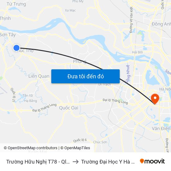 Trường Hữu Nghị T78 - Ql32 to Trường Đại Học Y Hà Nội map