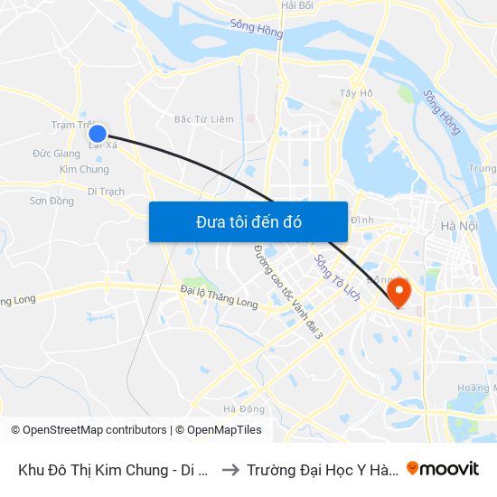 Khu Đô Thị Kim Chung - Di Trạch to Trường Đại Học Y Hà Nội map