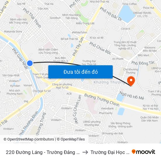 220 Đường Láng - Trường Đảng Lê Hồng Phong to Trường Đại Học Y Hà Nội map