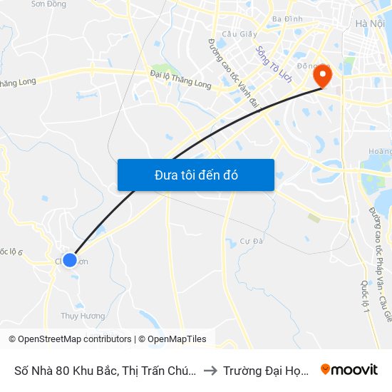 Số Nhà 80 Khu Bắc, Thị Trấn Chúc Sơn - Quốc Lộ 6 to Trường Đại Học Y Hà Nội map