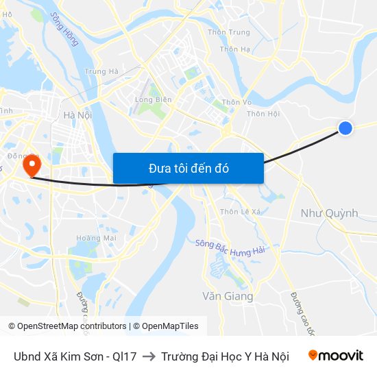 Ubnd Xã Kim Sơn  - Ql17 to Trường Đại Học Y Hà Nội map