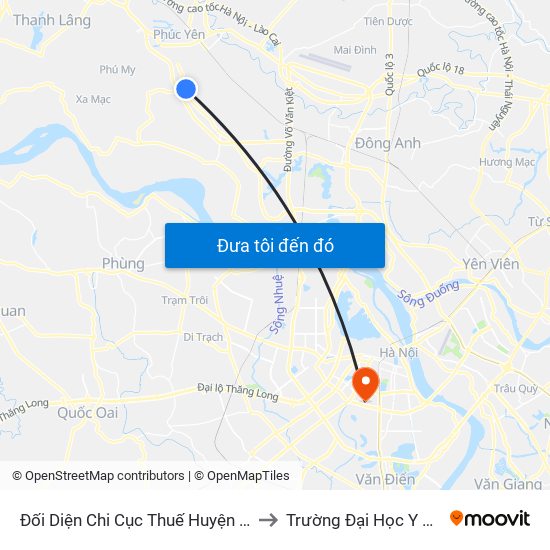 Đối Diện Chi Cục Thuế Huyện Mê Linh to Trường Đại Học Y Hà Nội map