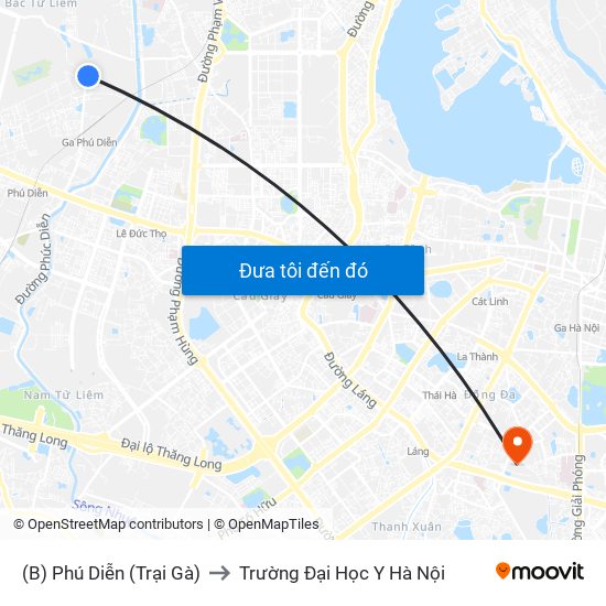 (B) Phú Diễn (Trại Gà) to Trường Đại Học Y Hà Nội map