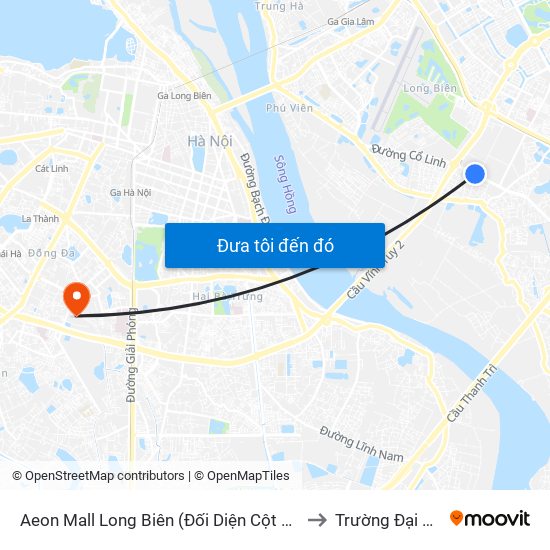 Aeon Mall Long Biên (Đối Diện Cột Điện T4a/2a-B Đường Cổ Linh) to Trường Đại Học Y Hà Nội map