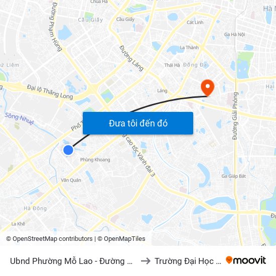 Ubnd Phường Mỗ Lao - Đường Nguyễn Văn Lộc to Trường Đại Học Y Hà Nội map