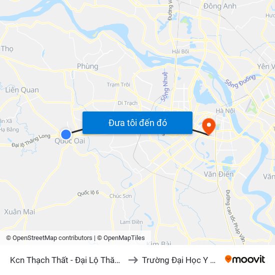 Kcn Thạch Thất - Đại Lộ Thăng Long to Trường Đại Học Y Hà Nội map