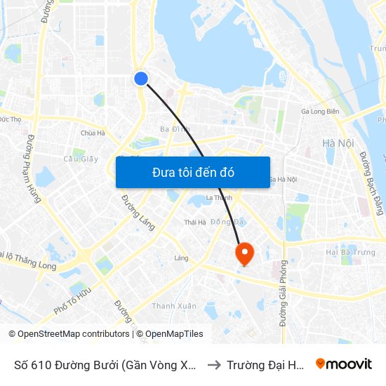 Số 610 Đường Bưởi (Gần Vòng Xuyến Hoàng Quốc Việt) to Trường Đại Học Y Hà Nội map