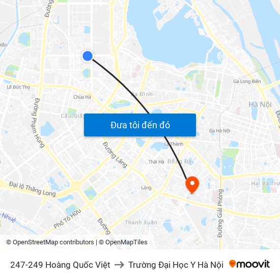 247-249 Hoàng Quốc Việt to Trường Đại Học Y Hà Nội map