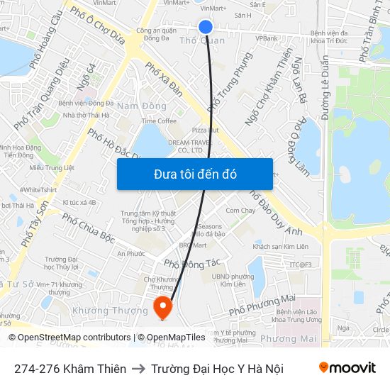274-276 Khâm Thiên to Trường Đại Học Y Hà Nội map