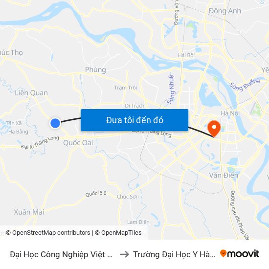 Đại Học Công Nghiệp Việt Hung to Trường Đại Học Y Hà Nội map