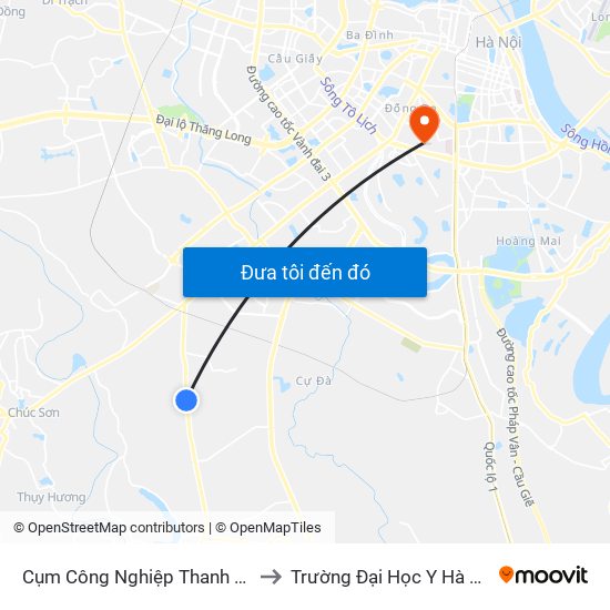 Cụm Công Nghiệp Thanh Oai to Trường Đại Học Y Hà Nội map