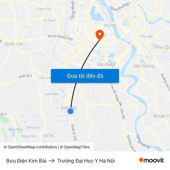 Bưu Điện Kim Bài to Trường Đại Học Y Hà Nội map