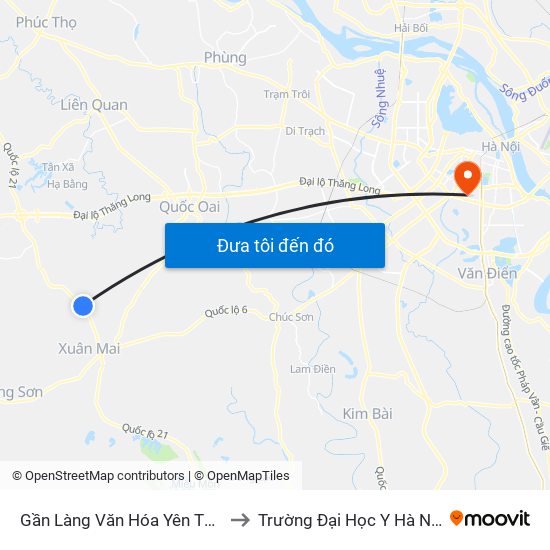 Gần Làng Văn Hóa Yên Thái to Trường Đại Học Y Hà Nội map