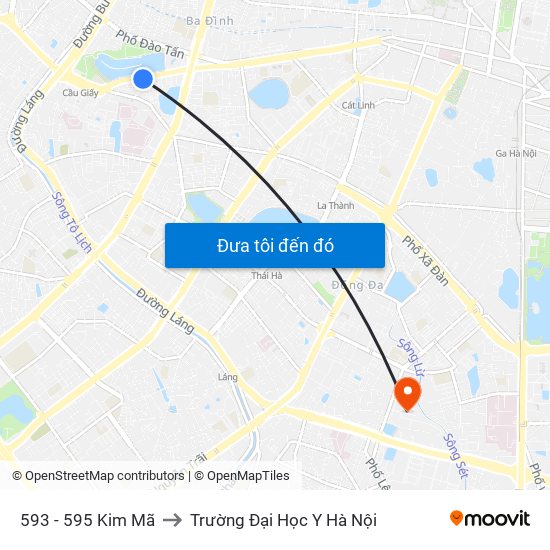 593 - 595 Kim Mã to Trường Đại Học Y Hà Nội map