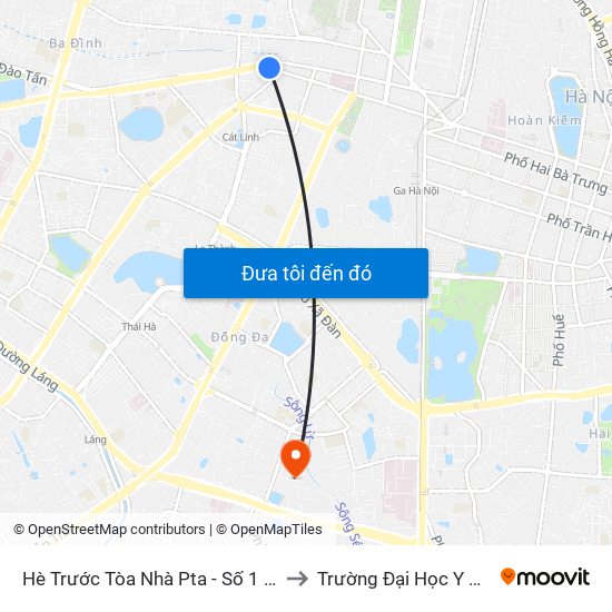 Hè Trước Tòa Nhà Pta - Số 1 Kim Mã to Trường Đại Học Y Hà Nội map