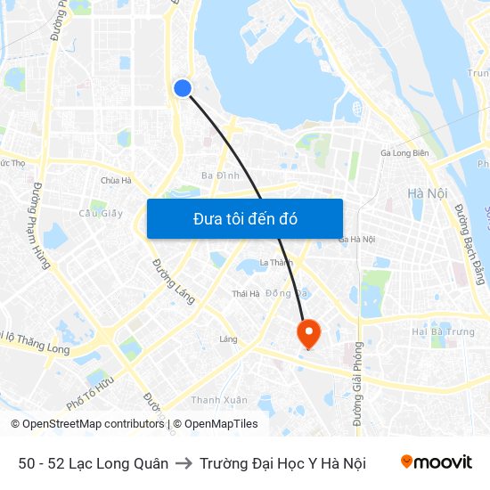 50 - 52 Lạc Long Quân to Trường Đại Học Y Hà Nội map