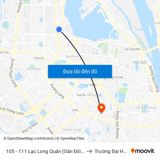 105 - 111 Lạc Long Quân (Gần Đối Diện Ngã 3 Thụy Khuê) to Trường Đại Học Y Hà Nội map