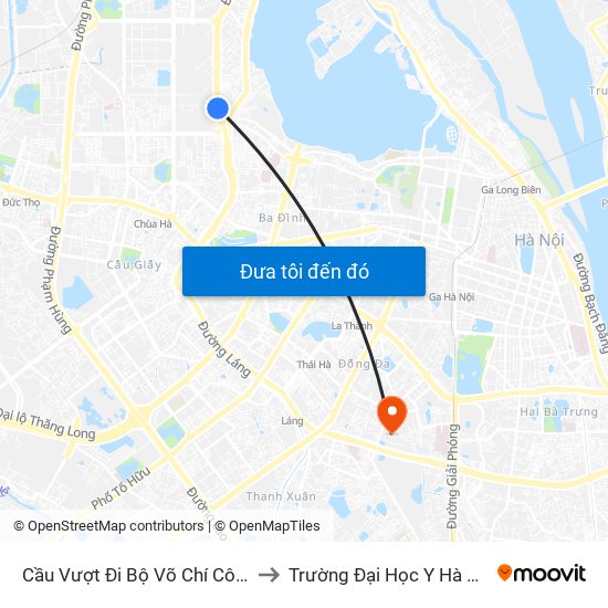 Cầu Vượt Đi Bộ  Võ Chí Công to Trường Đại Học Y Hà Nội map