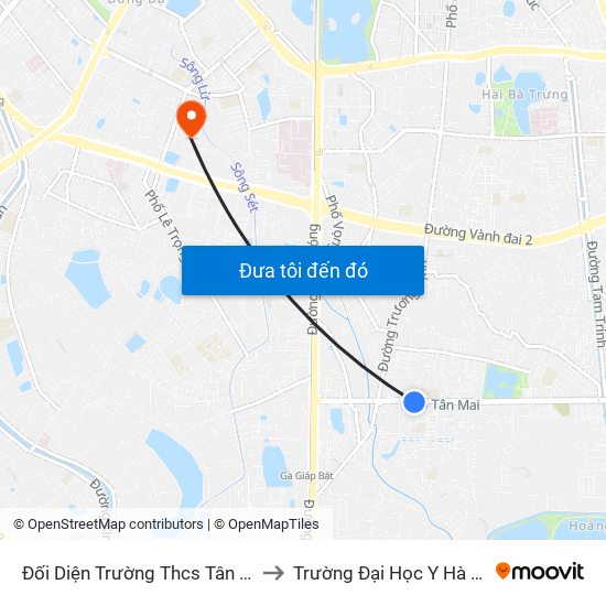 Đối Diện Trường Thcs Tân Mai to Trường Đại Học Y Hà Nội map